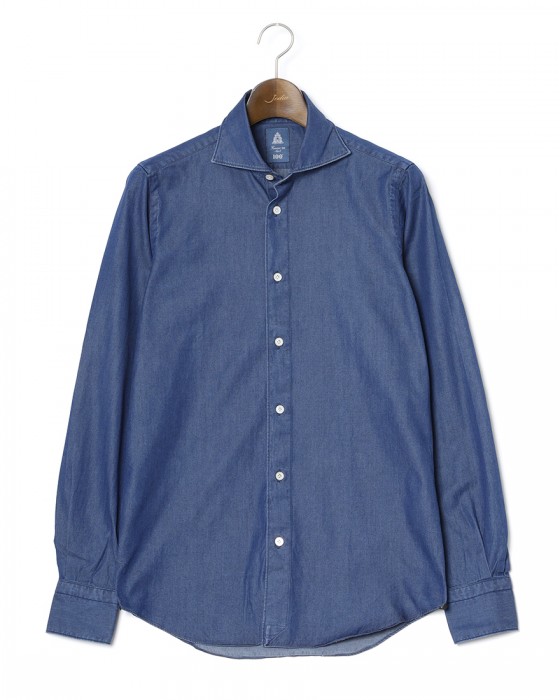 Finamoreコットンデニム カッタウェイカラーシャツ【SIMONE/BALI】c0