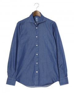 コットンデニム カッタウェイカラーシャツ【SIMONE/BALI】
