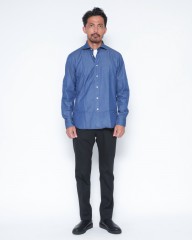 Finamoreコットンデニム カッタウェイカラーシャツ【SIMONE/BALI】mb_01l