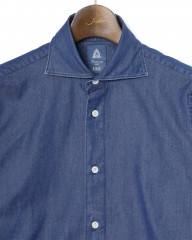 Finamoreコットンデニム カッタウェイカラーシャツ【SIMONE/BALI】mb_06l