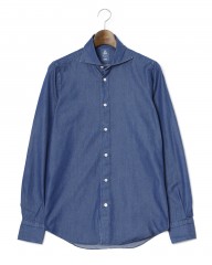 Finamoreコットンデニム カッタウェイカラーシャツ【SIMONE/BALI】mb_c0