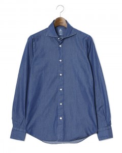 コットンデニム カッタウェイカラーシャツ【SIMONE/BALI】