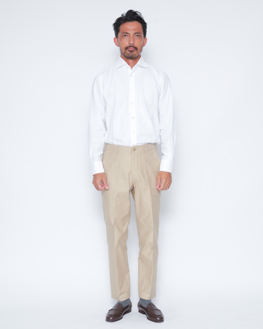 Finamoreコットンライトフランネル カッタウェイカラーシャツ【SIMONE/BALI】01l