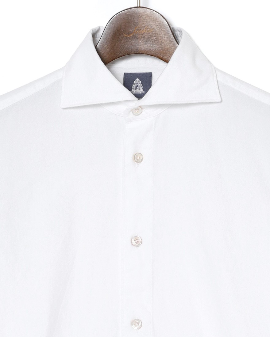 Finamoreコットンライトフランネル カッタウェイカラーシャツ【SIMONE/BALI】06l