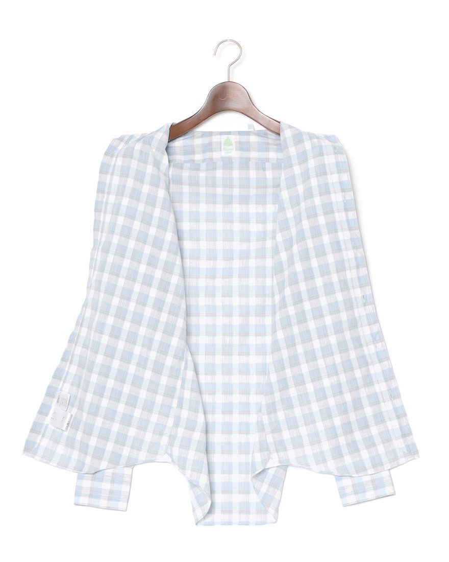 Finamoreチェックコットンリネン カッタウェイシャツ【SIMONE/J/BALI】11l