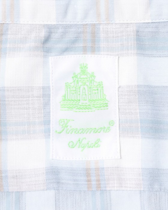 Finamoreチェックコットンリネン カッタウェイシャツ【SIMONE/J/BALI】12l