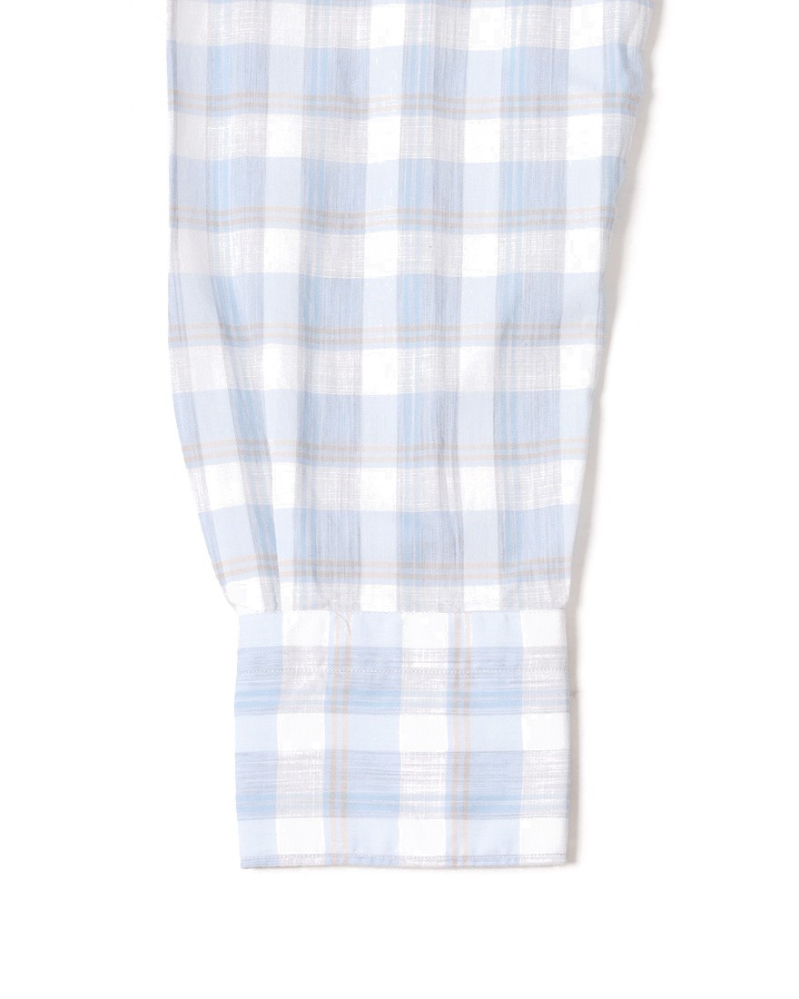 Finamoreチェックコットンリネン カッタウェイシャツ【SIMONE/J/BALI】13l