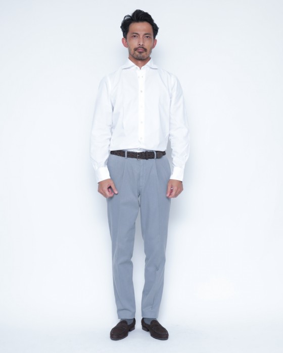 Finamoreアルモ コットンブロード カッタウェイカラーシャツ【SIMONE/BALI】01l