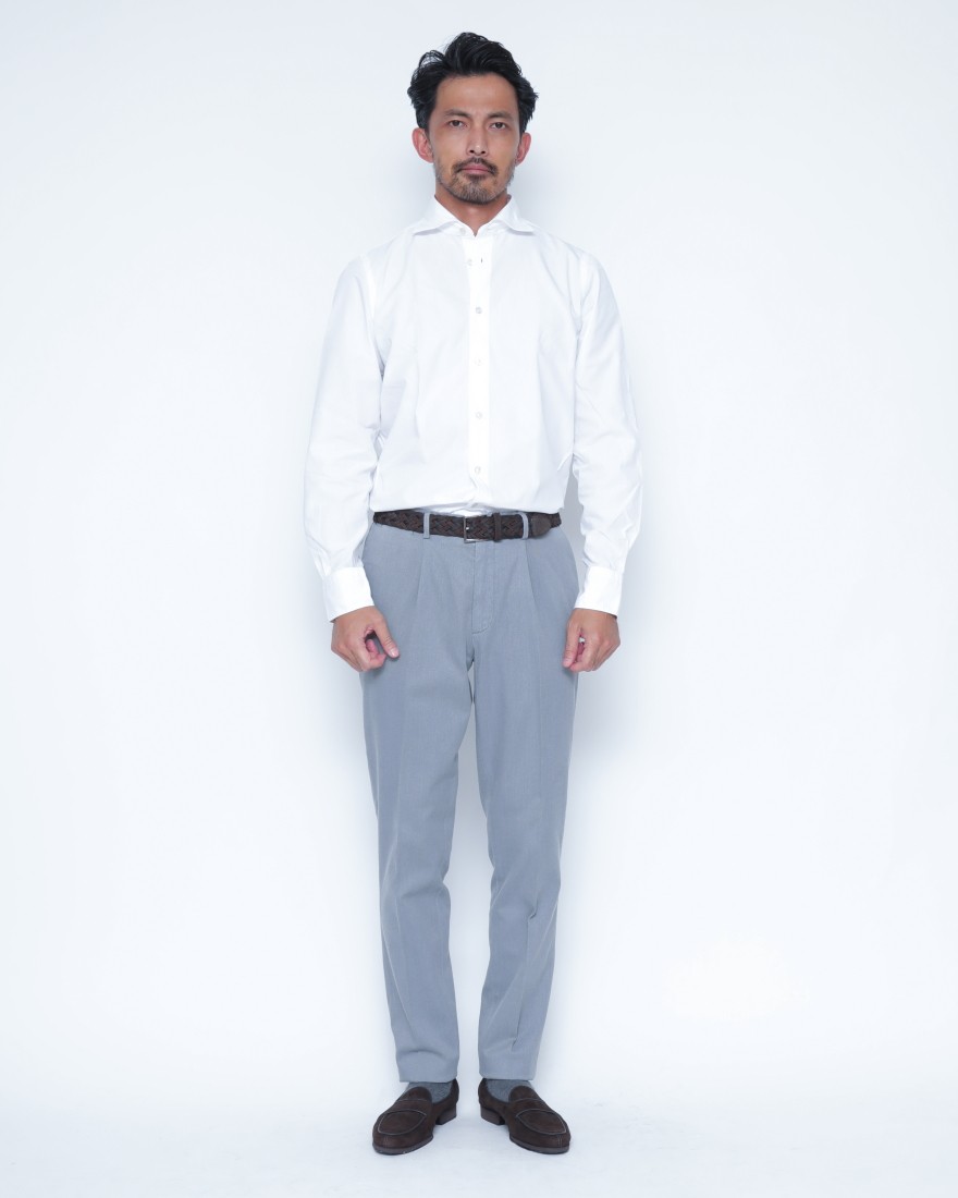 Finamoreアルモ コットンブロード カッタウェイカラーシャツ【SIMONE/BALI】01l