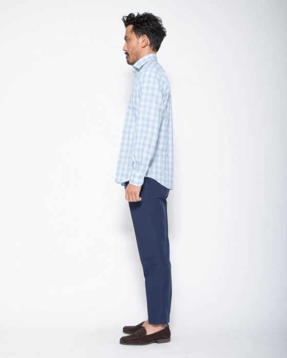 Finamoreチェックコットン カッタウェイシャツ【SIMONE/J/BALI】02l