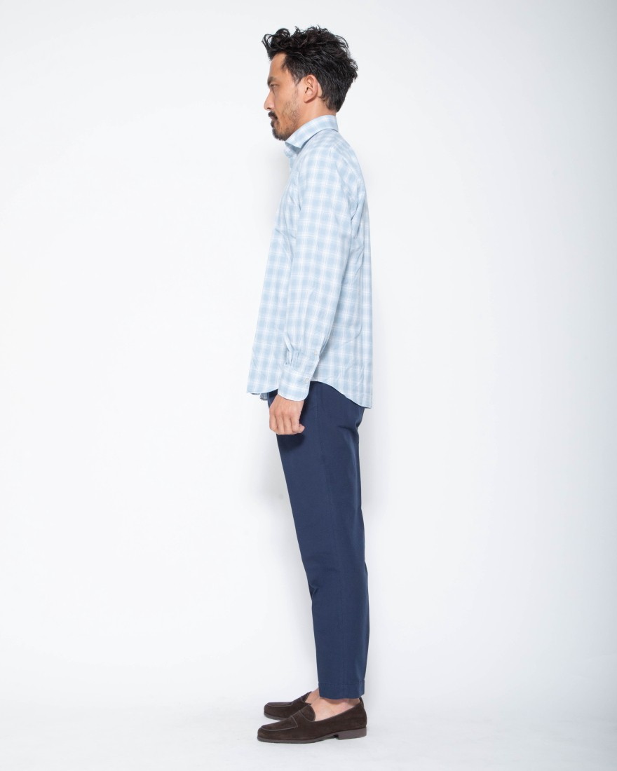Finamoreチェックコットン カッタウェイシャツ【SIMONE/J/BALI】02l