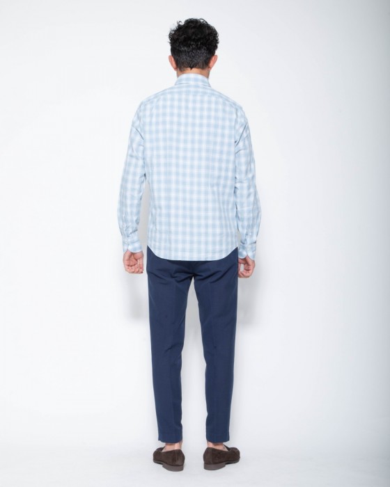 Finamoreチェックコットン カッタウェイシャツ【SIMONE/J/BALI】03l