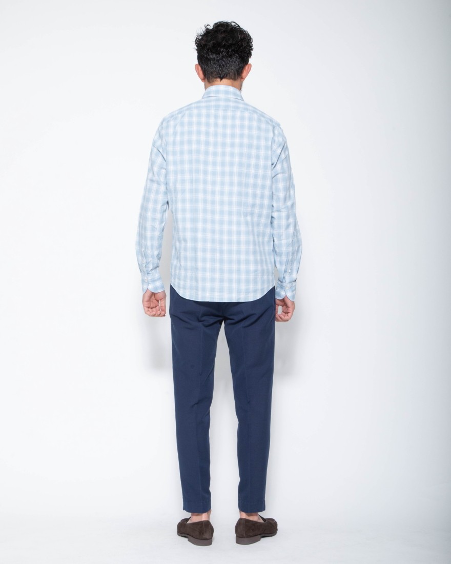 Finamoreチェックコットン カッタウェイシャツ【SIMONE/J/BALI】03l