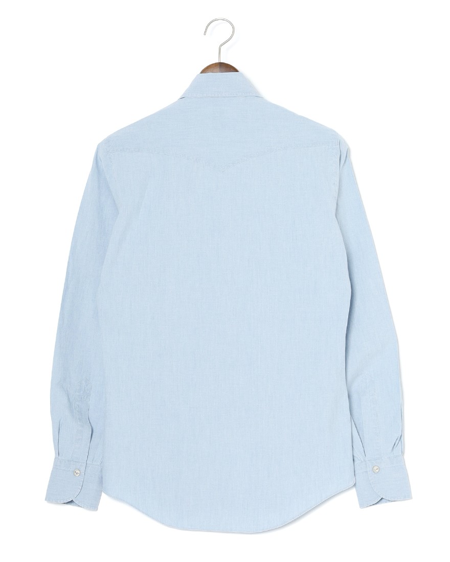 Finamoreコットン ウエスタン ワイドカラー シャツ【BAL78W/J/LUIGI】04l