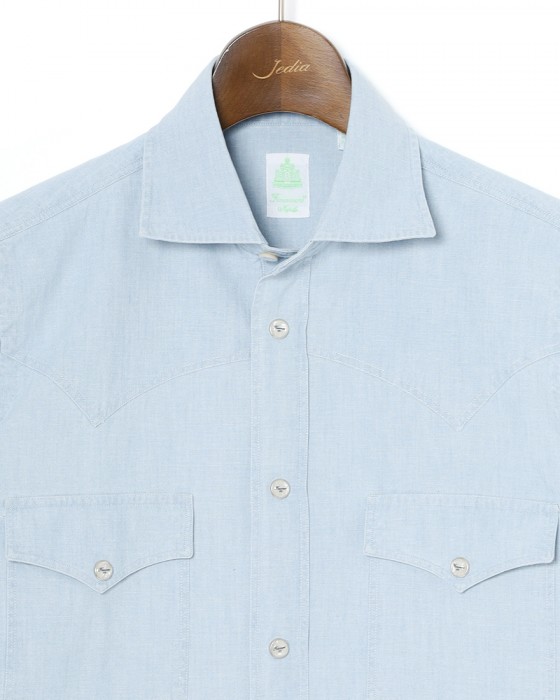 Finamoreコットン ウエスタン ワイドカラー シャツ【BAL78W/J/LUIGI】05l