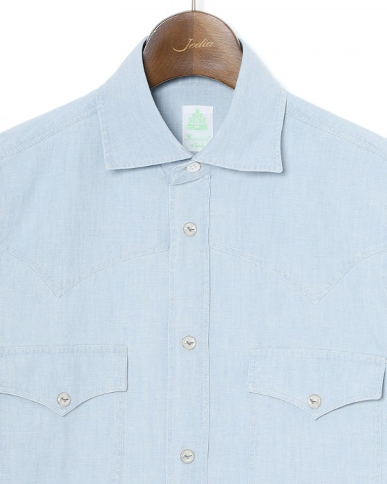 Finamoreコットン ウエスタン ワイドカラー シャツ【BAL78W/J/LUIGI】06l