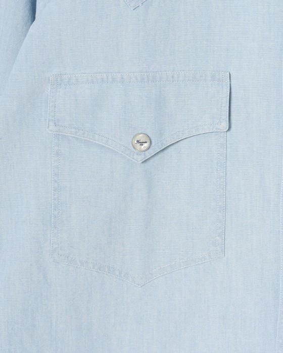 Finamoreコットン ウエスタン ワイドカラー シャツ【BAL78W/J/LUIGI】07l