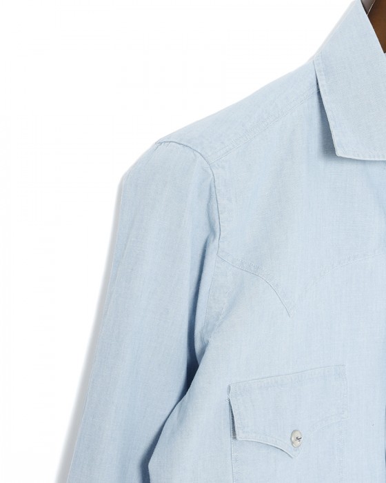 Finamoreコットン ウエスタン ワイドカラー シャツ【BAL78W/J/LUIGI】09l