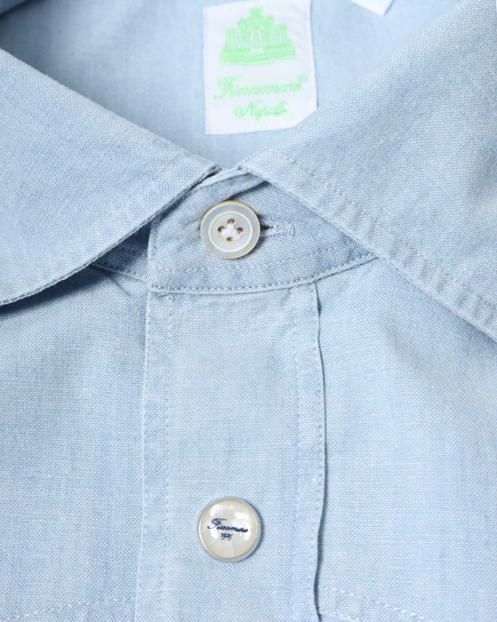 Finamoreコットン ウエスタン ワイドカラー シャツ【BAL78W/J/LUIGI】12l