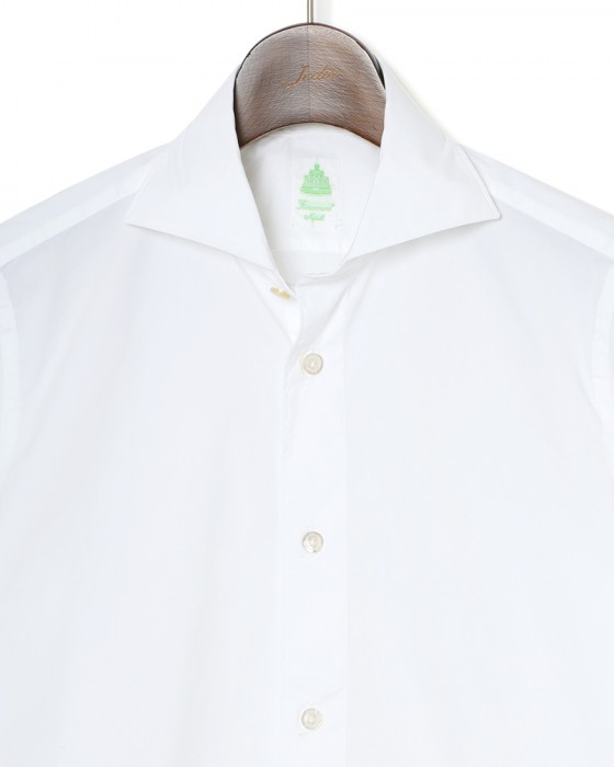 Finamoreソリッド コットンストレッチ カッタウェイシャツ【SIMONE/J/BALI】05l