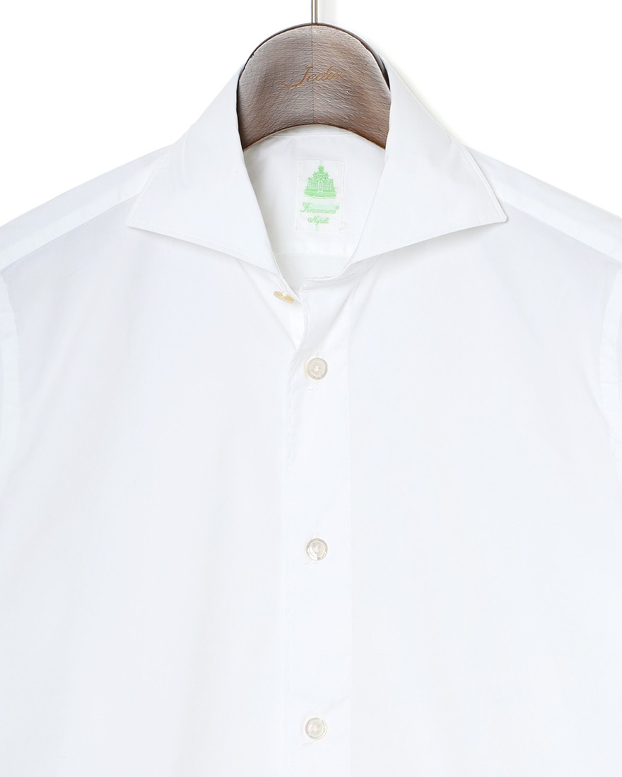 Finamoreソリッド コットンストレッチ カッタウェイシャツ【SIMONE/J/BALI】05l