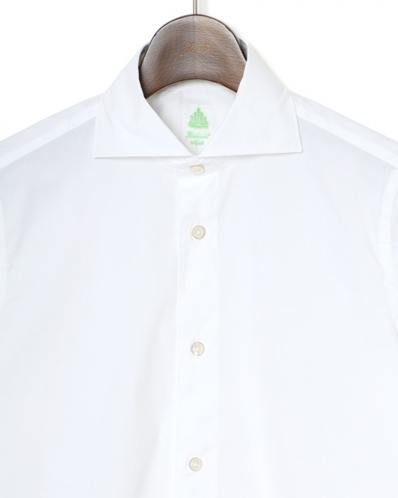 Finamoreソリッド コットンストレッチ カッタウェイシャツ【SIMONE/J/BALI】06l