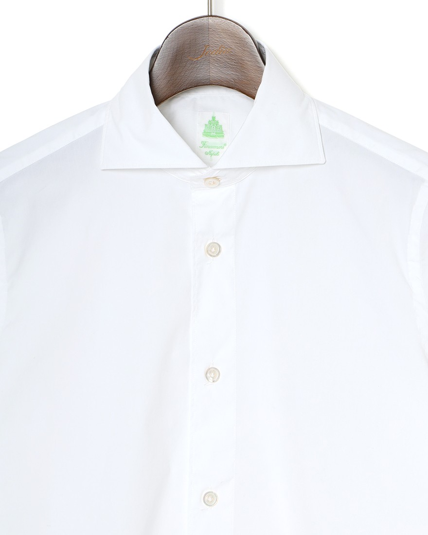 Finamoreソリッド コットンストレッチ カッタウェイシャツ【SIMONE/J/BALI】06l