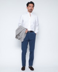 Finamoreソリッド コットンストレッチ カッタウェイシャツ【SIMONE/J/BALI】mb_ma