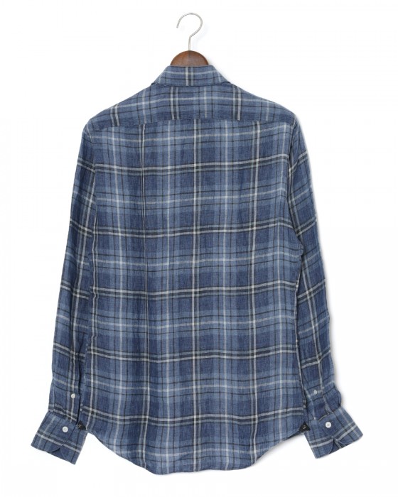 Finamoreリネン チェック カッタウェイシャツ【SIMONE/J/BALI】04l