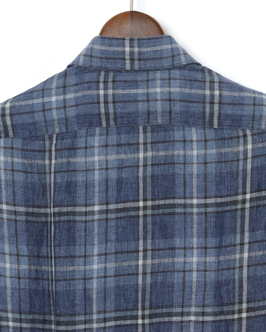 Finamoreリネン チェック カッタウェイシャツ【SIMONE/J/BALI】08l