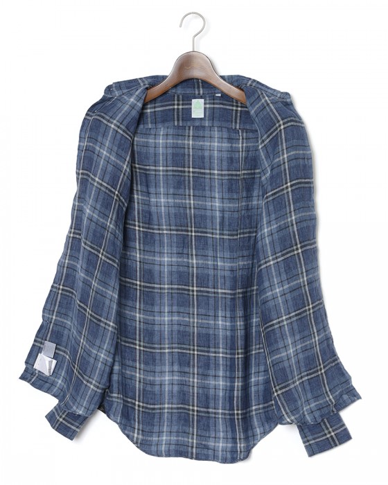 Finamoreリネン チェック カッタウェイシャツ【SIMONE/J/BALI】09l