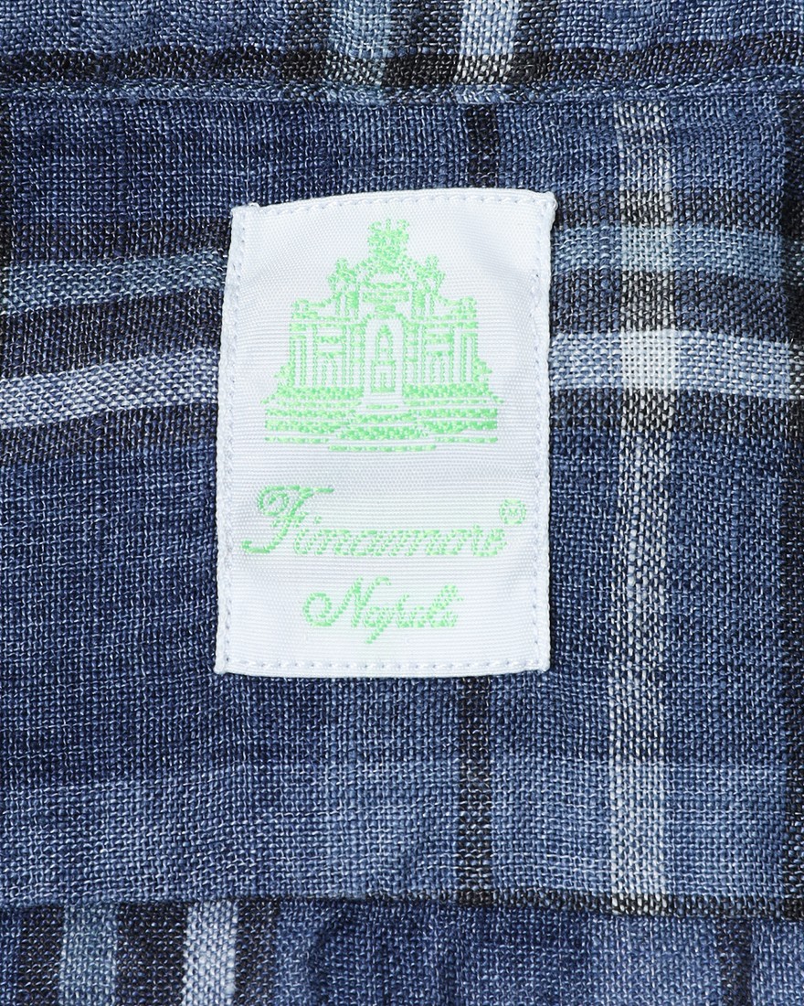 Finamoreリネン チェック カッタウェイシャツ【SIMONE/J/BALI】10l