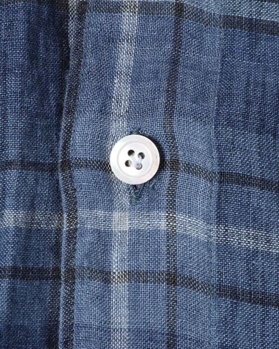 Finamoreリネン チェック カッタウェイシャツ【SIMONE/J/BALI】11l