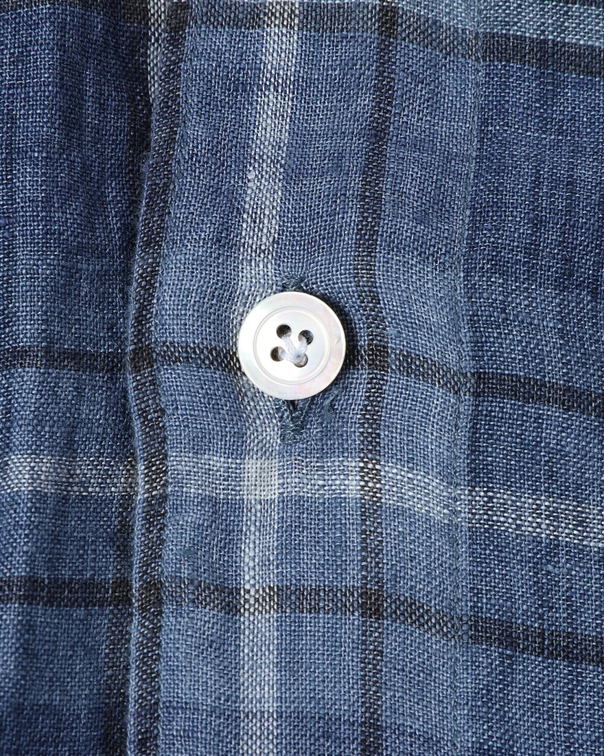 Finamoreリネン チェック カッタウェイシャツ【SIMONE/J/BALI】11l