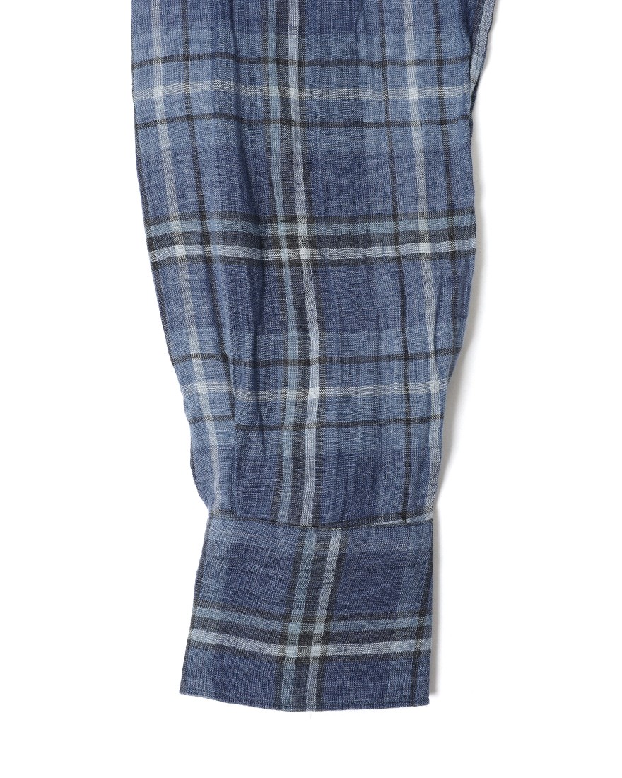 Finamoreリネン チェック カッタウェイシャツ【SIMONE/J/BALI】13l