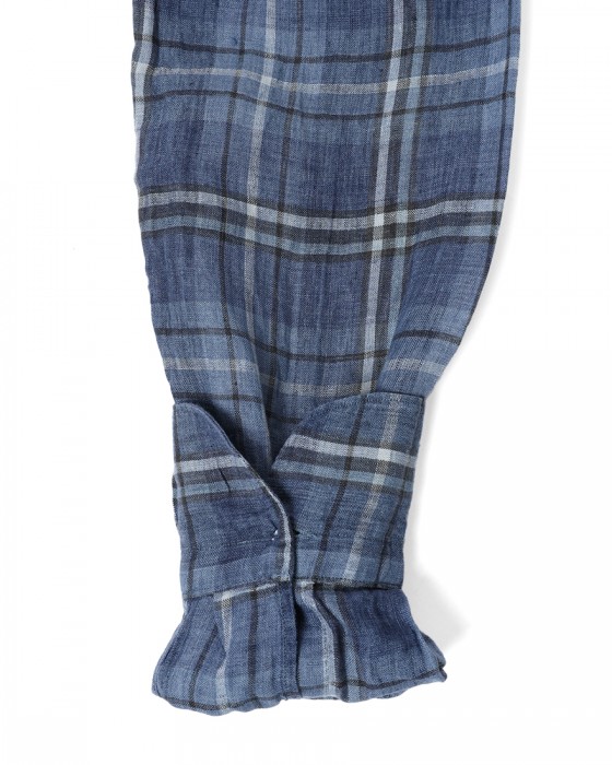 Finamoreリネン チェック カッタウェイシャツ【SIMONE/J/BALI】14l