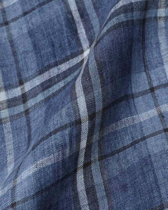 Finamoreリネン チェック カッタウェイシャツ【SIMONE/J/BALI】15l