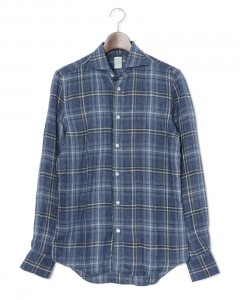 リネン チェック カッタウェイシャツ【SIMONE/J/BALI】