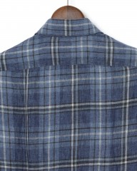 Finamoreリネン チェック カッタウェイシャツ【SIMONE/J/BALI】mb_08l