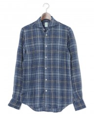 Finamoreリネン チェック カッタウェイシャツ【SIMONE/J/BALI】mb_c0