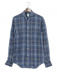 リネン チェック カッタウェイシャツ【SIMONE/J/BALI】