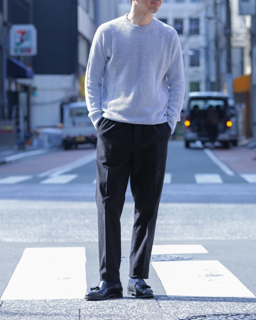 GRAN SASSOリネンコットン クルーネック畦ニットma