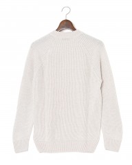 GRAN SASSO8G リネンコットン クルーネック畦編みニットmb_16l