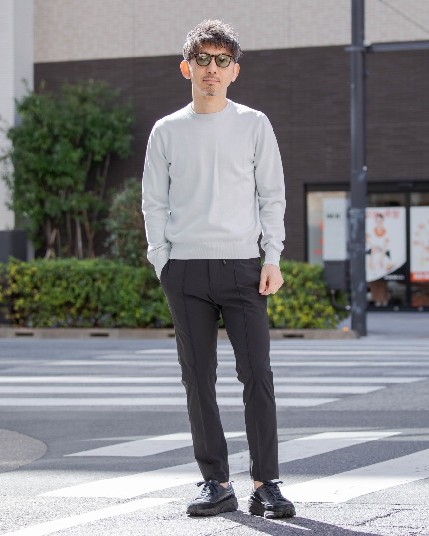 12G ソフトコットン ロングスリーブクルーネックニット｜GRAN