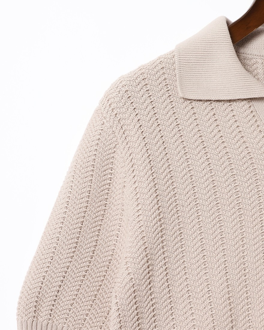 GRAN SASSOオーガニックコットン スキッパーニットポロ03l