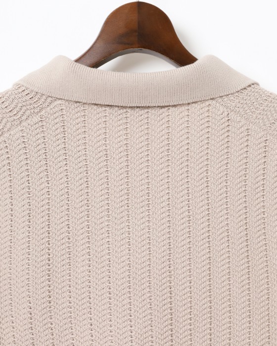 GRAN SASSOオーガニックコットン スキッパーニットポロ05l