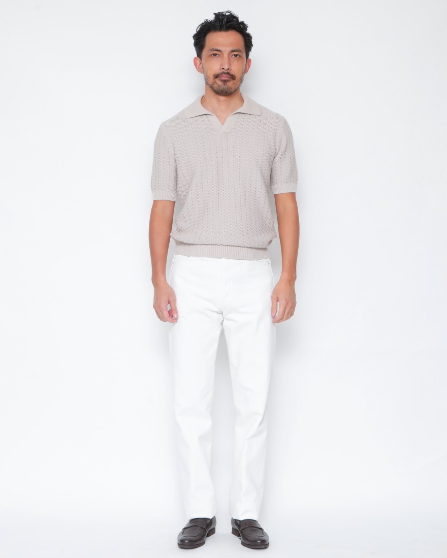 GRAN SASSOオーガニックコットン スキッパーニットポロ16l