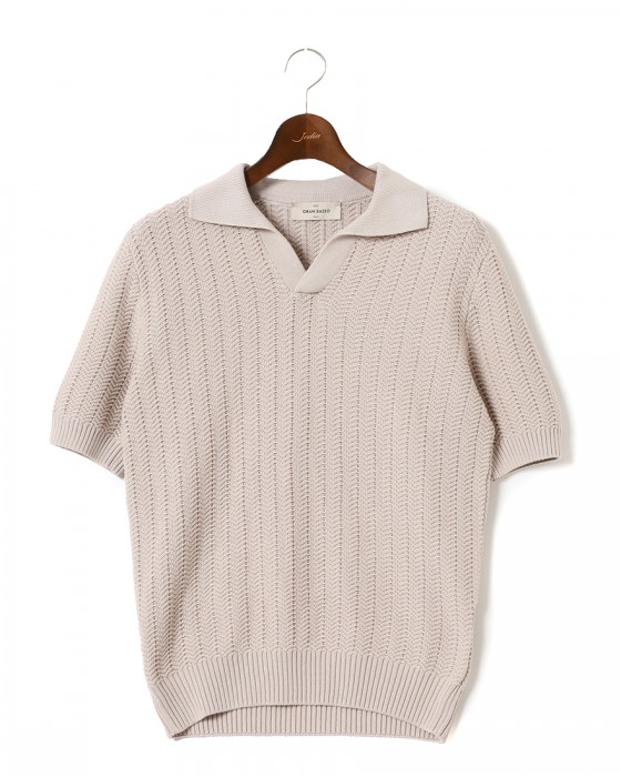 GRAN SASSOオーガニックコットン スキッパーニットポロc0