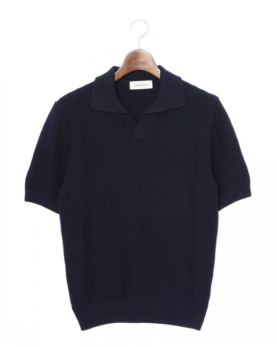 GRAN SASSOオーガニックコットン スキッパーニットポロc1