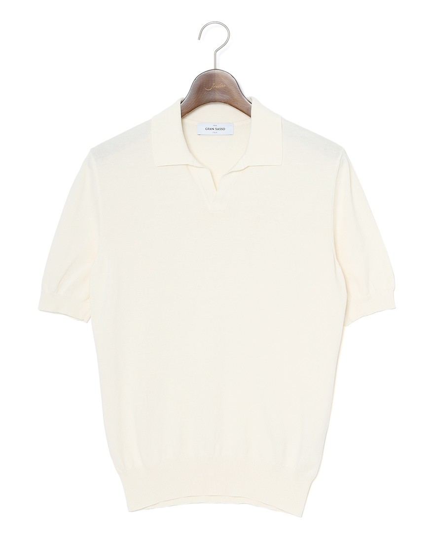 GRAN SASSO12G ソフトコットン スキッパー ニットポロc0